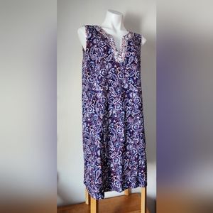 Lands End Navy and White Summer dress or beach cover up